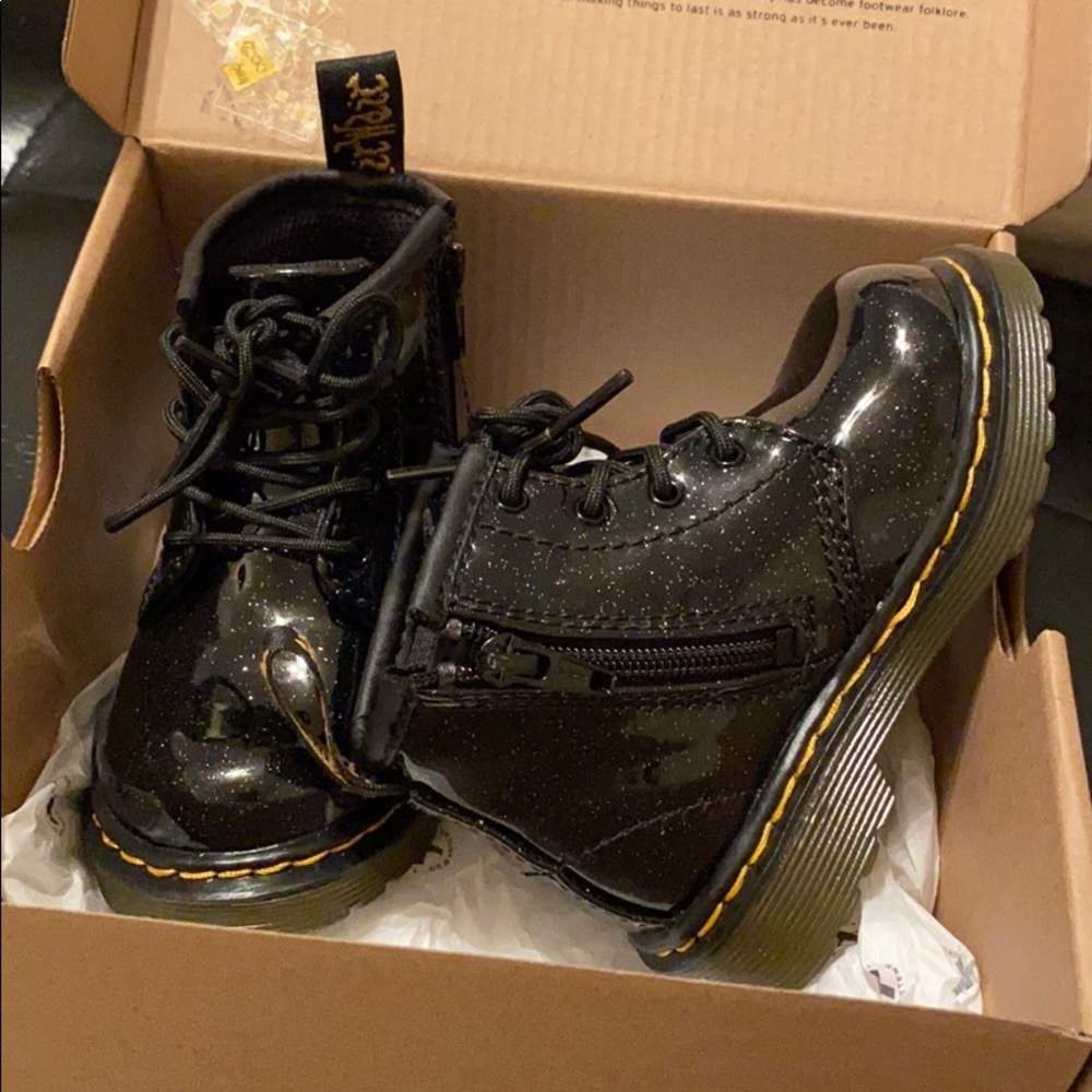 Toddler DR MARTENS Black Coated Glitter